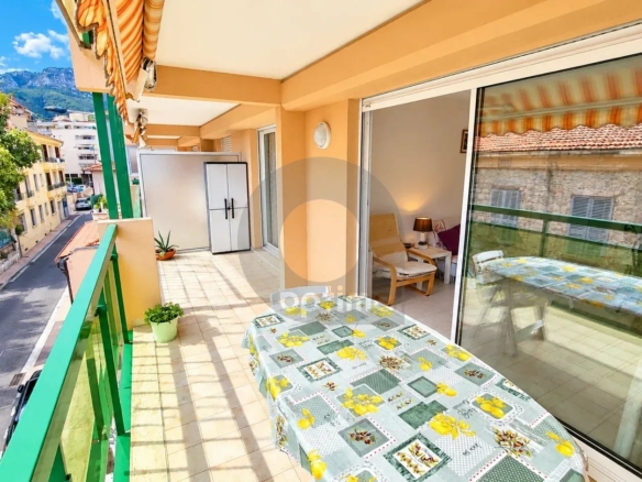 Menton Bas-Borrigo  –  grand 2 Pièces avec terrasse, garage et cave.