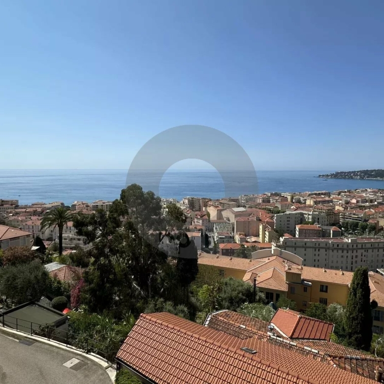 MENTON – TERRES CHAUDES: APPARTEMENT 2P AVEC VUE MER PANORAMIQUE –  GARAGE et CAVE