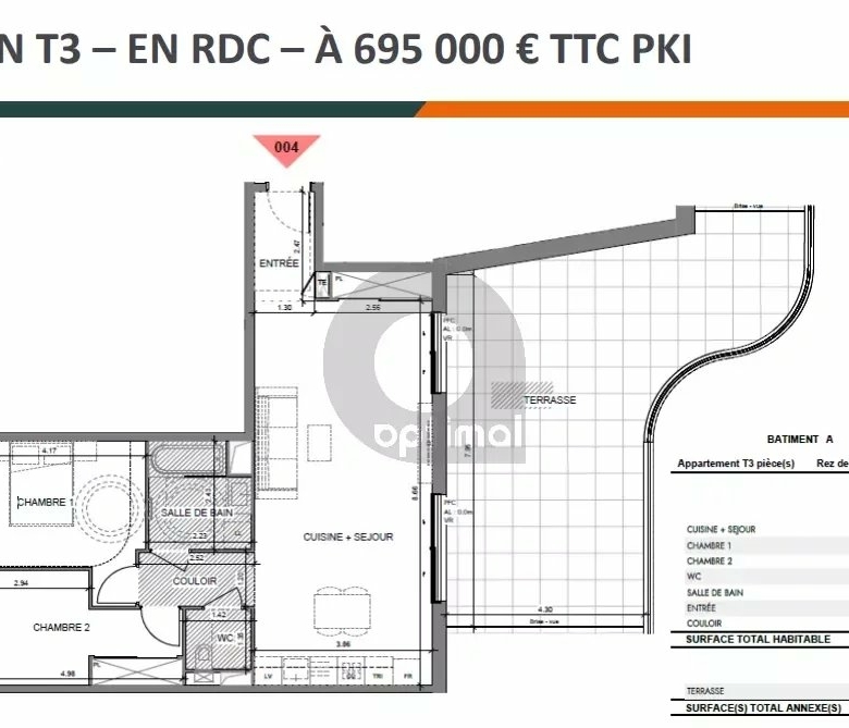 EZE – PROGRAMME NEUF – Livraison Fin 2027 – 3 PIECES avec terrasse + Parking en sous-sol