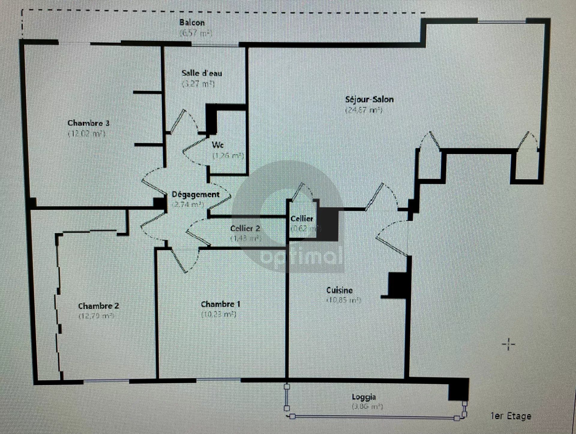 Menton centre 4/5P 80.08m² balcon loggia cave.