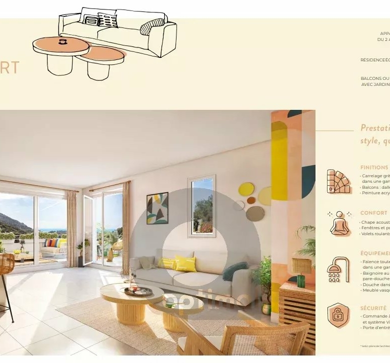 MENTON – PROGRAMME NEUF – Livraison Fin 2025 – 3 PIECES avec terrasse + Parking en sous-sol