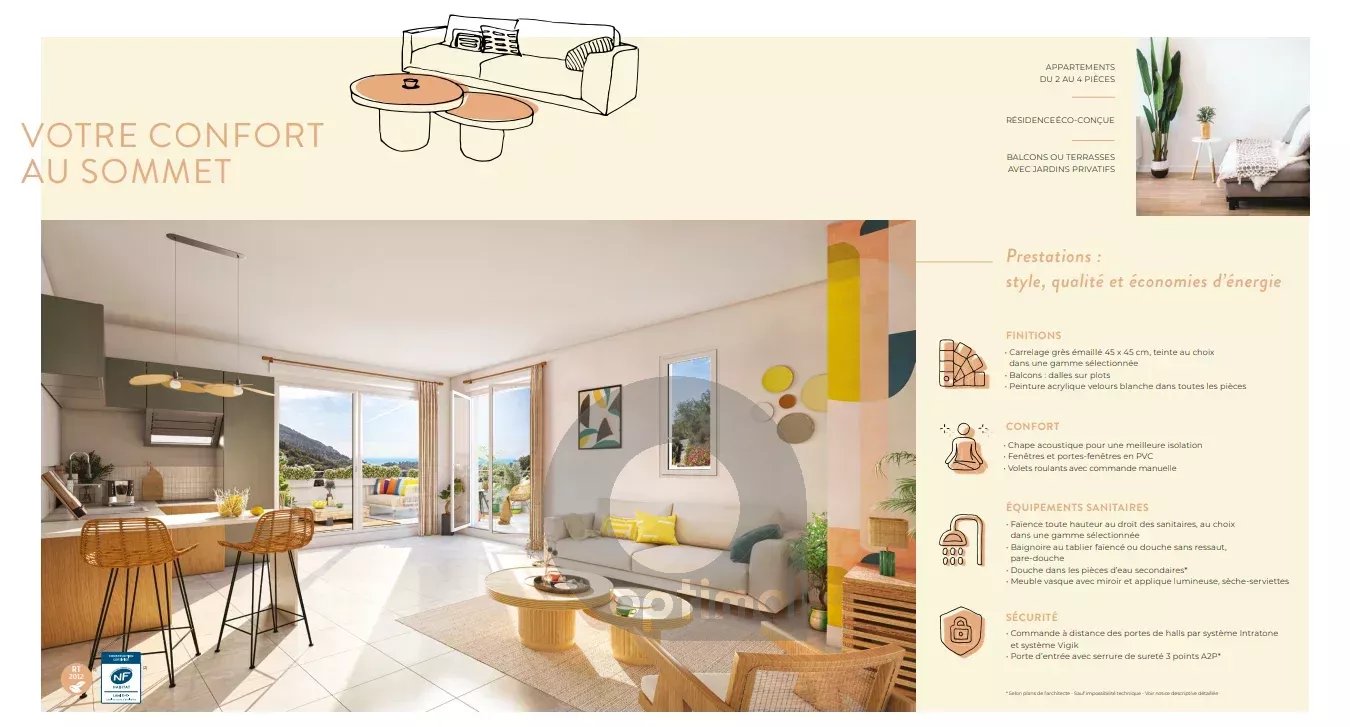 MENTON – PROGRAMME NEUF – Livraison Fin 2025 – 3 PIECES avec terrasse + Parking en sous-sol
