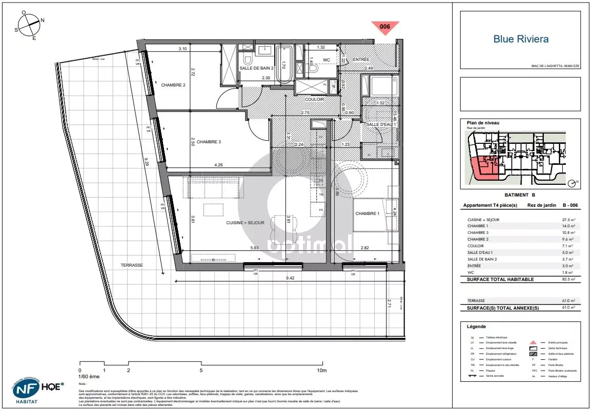 EZE – PROGRAMME NEUF – Livraison T3 2027 – 4 PIECES avec terrasse + Parking en sous-sol