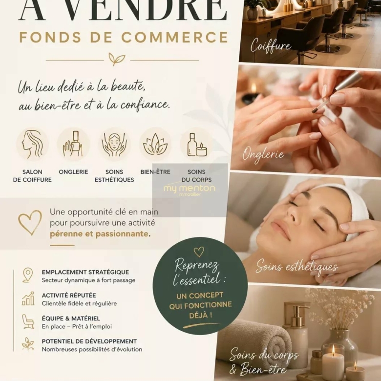 Fonds de commerce soins du corps – Carnoles en centre-ville, proche écoles et marché