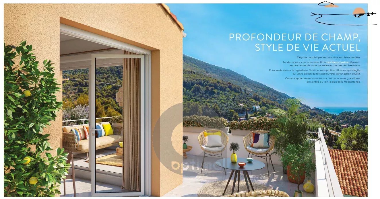 MENTON – PROGRAMME NEUF – Livraison Fin 2025 – 3 PIECES avec terrasse + Parking en sous-sol
