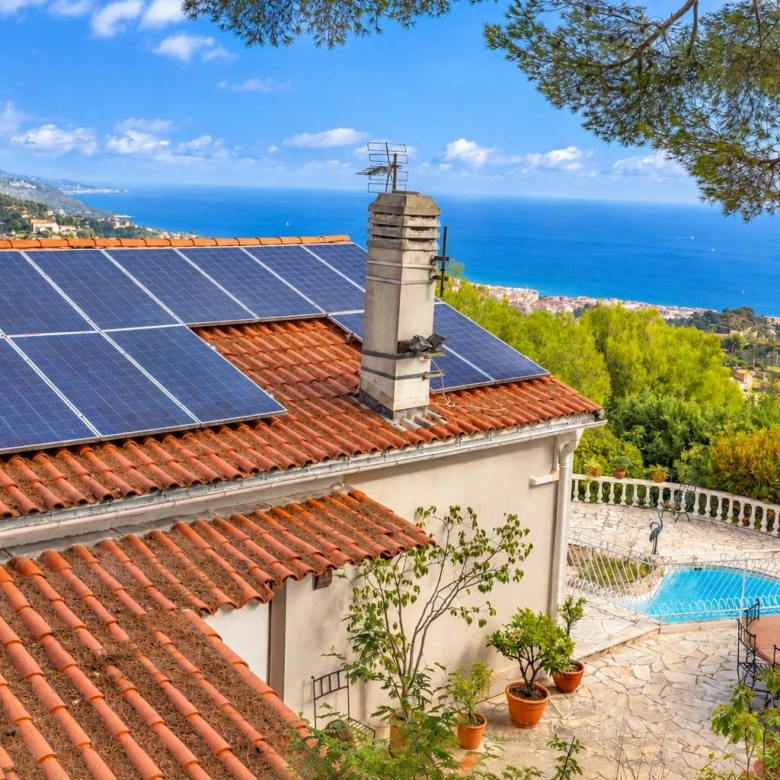 SAINTE-AGNÈS – SPACIEUSE VILLA AVEC VUE MER, PISCINE CHAUFFÉE ET DÉPENDANCE